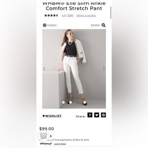 White House Black Market Slim Ankle Pant in white